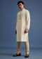 White Floral Block Printed Kurta Set