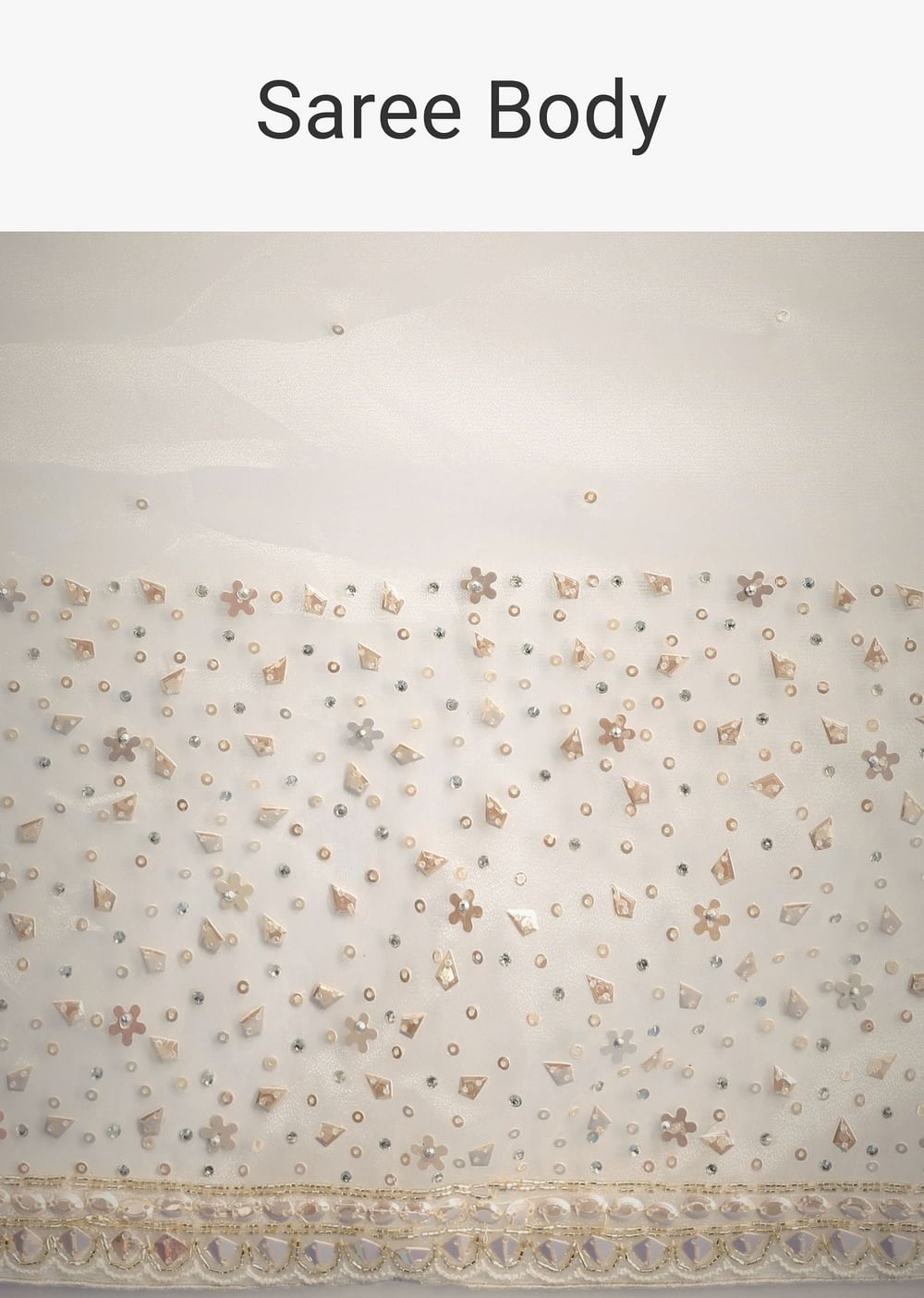 White Glass Tissue Saree With Sequin Embellishments
