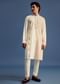 White Hand Block Print Kurta Set With Zari Work