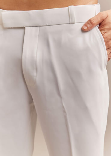 White Indo Western Set For Men With Hand Painted Work