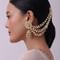 White Kundan Ear Chain With Pearl Drops In Mix Metal