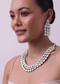 White Layered Polki Necklace Set With Matching Danglers