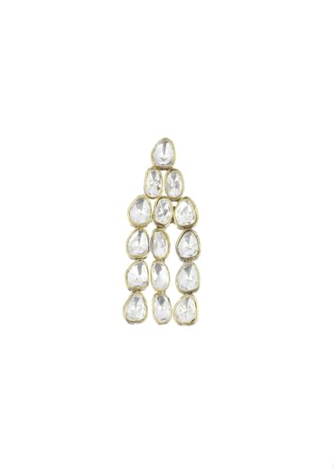 White Layered Polki Necklace Set With Matching Danglers