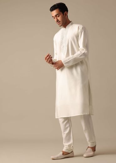 White Mirror Embellished Sherwani Set