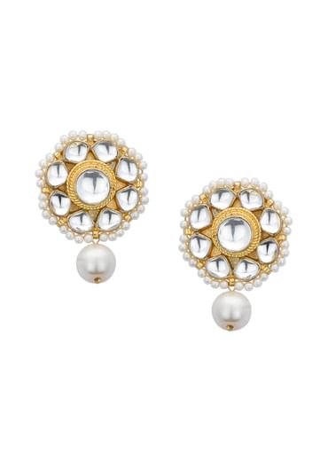 White Necklace Set With Floral Motif Pendants