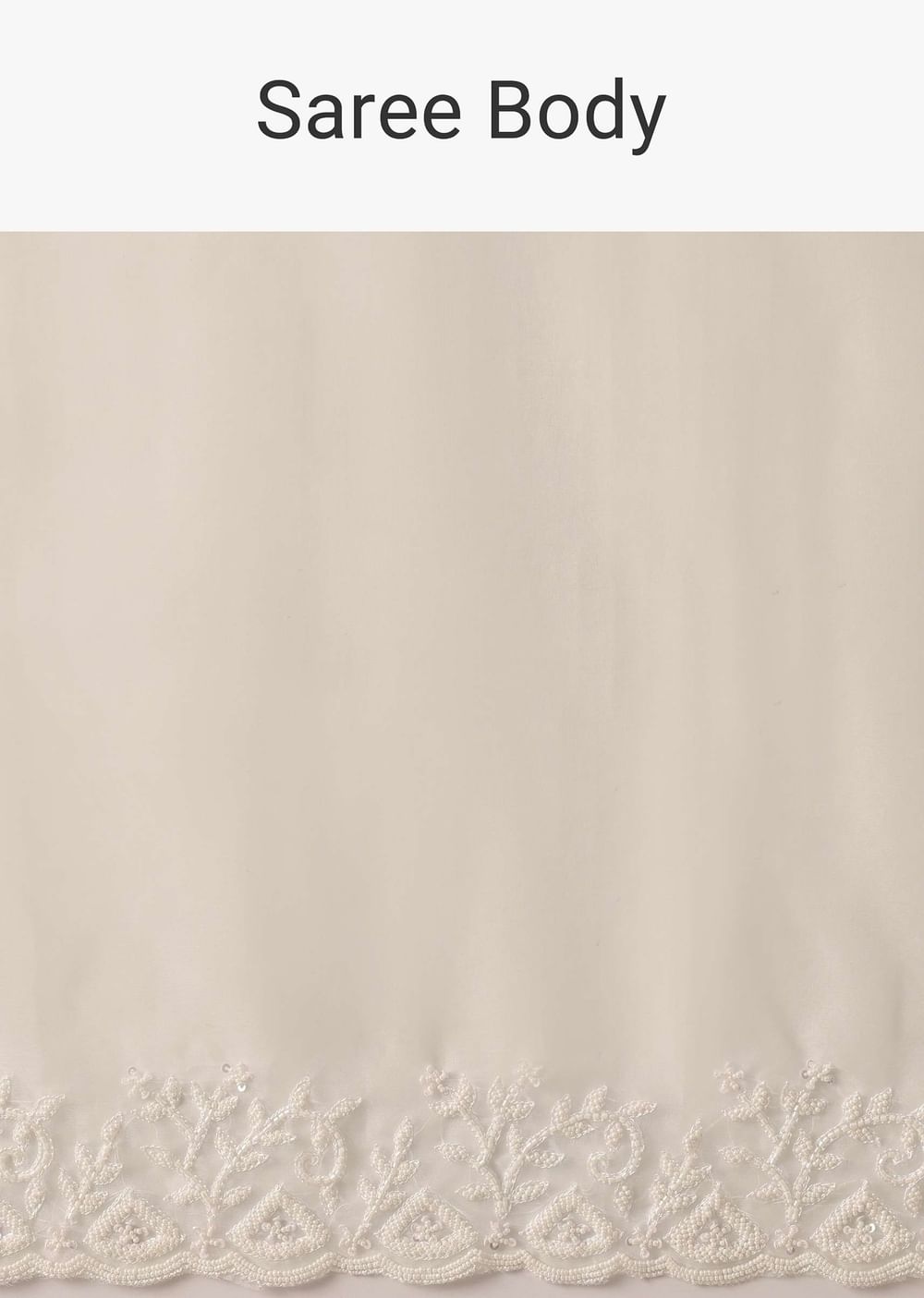 White Organza Saree With Bead Work Border And Unstitched Blouse Piece