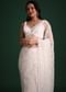 White Organza Saree With Cutdana And Sequin Embroidery