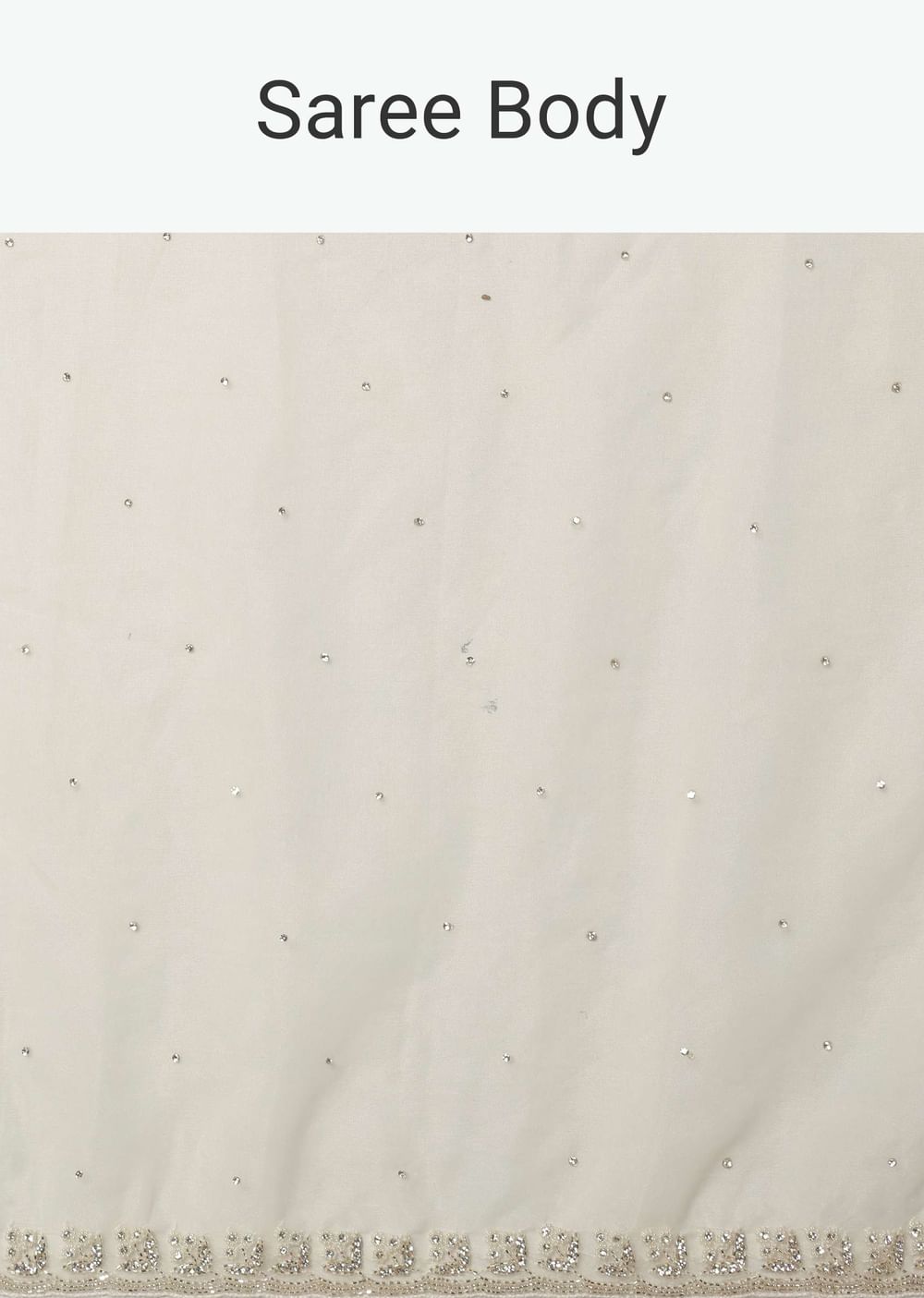 White Organza Saree With Scallop Cutdana Border And Unstitched Blouse Piece