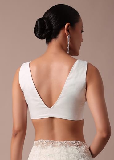 White Organza Saree With Unstitched Blouse