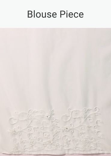 White Organza Saree With Unstitched Blouse