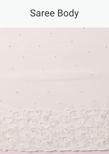 White Organza Saree With Unstitched Blouse