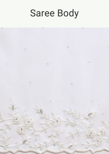 White Embroidered Organza Saree