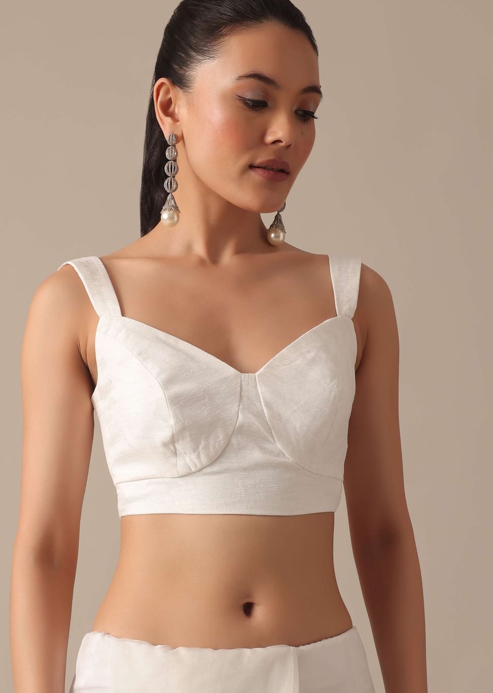 White Organza Saree With Unstitched Blouse Piece