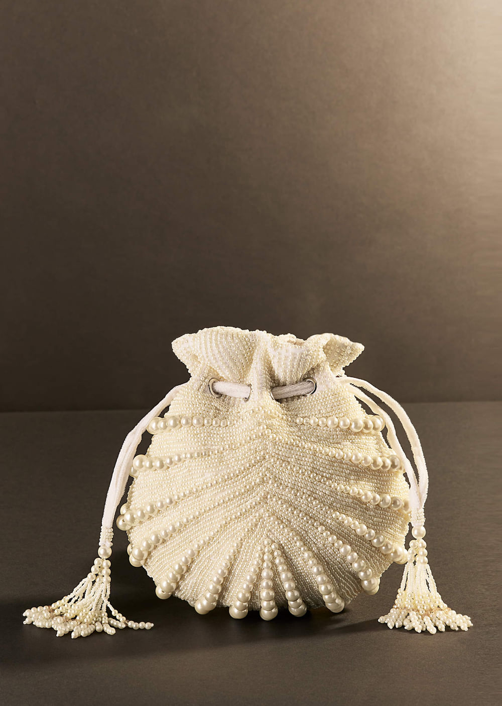 White Potli With Pearl Embellishments