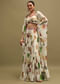 White Printed Chinon Crop Top And Skirt Set