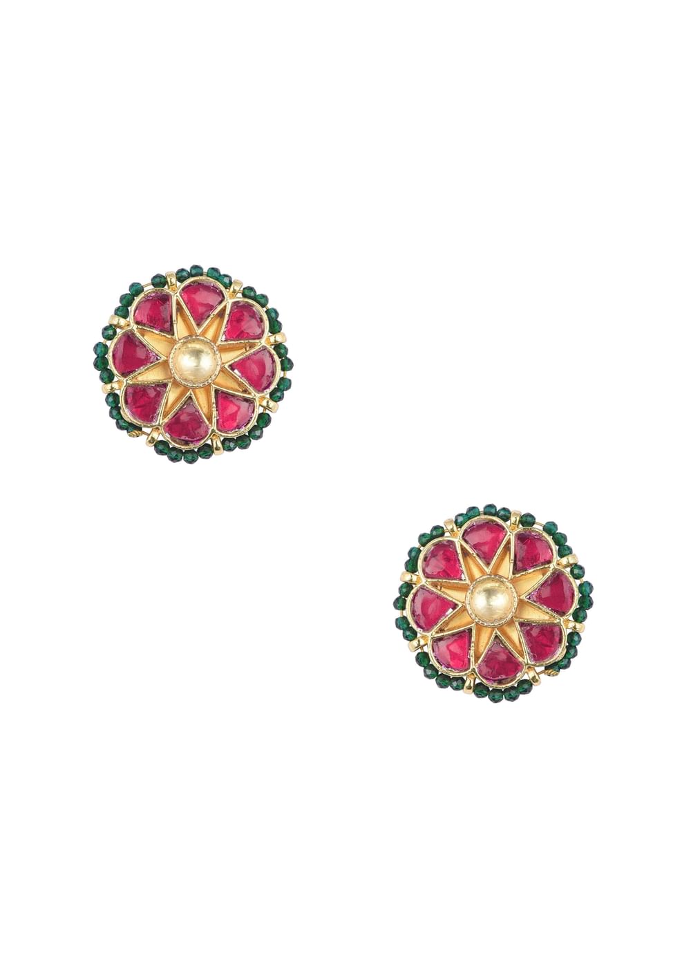 White Rajasthani Ponchi Choker Set With Kundan Detail