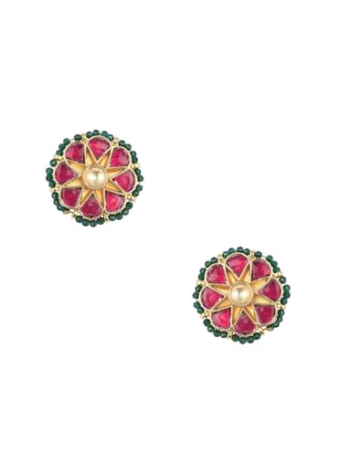 White Rajasthani Ponchi Choker Set With Kundan Detail