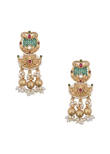 White Rajasthani Ponchi Choker With Beaded Studs