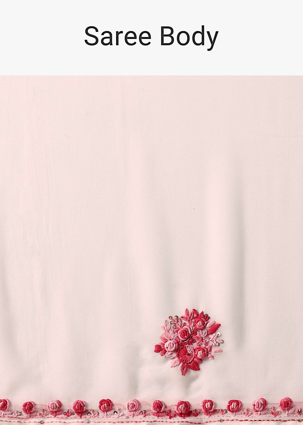 White Saree With Floral Embroidery And Unstitched Blouse Piece
