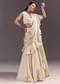 White Satin Frill Style Saree With Sleeveless Blouse