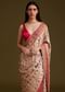 White Satin Silk Saree With Jaal Work and Zari Woven Border