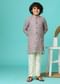 White Silk Kurta And Pant Set With Multicolor Print