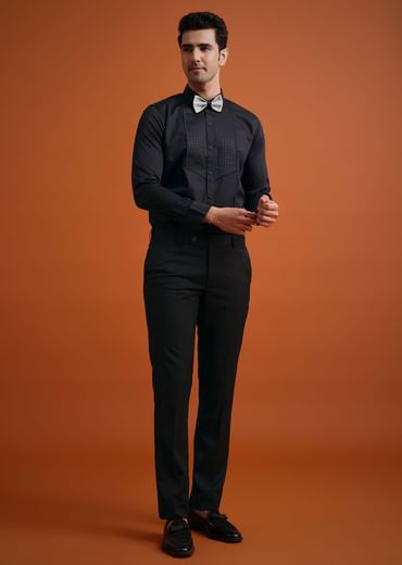 White Terry Rayon Textured Tuxedo Set