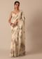 Cream Tussar Saree With Scallop Border And Unstitched Blouse Piece
