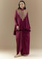 Wine Chinon Asymmetric Cape Top and Skirt Set