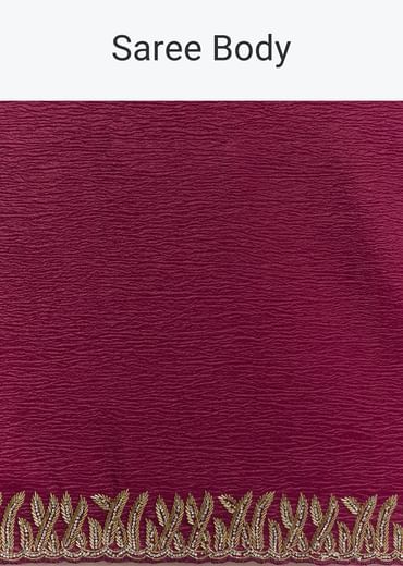 Wine Crushed Tissue Saree With Cutdana And Stone Embroidery