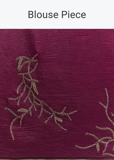 Wine Crushed Tissue Saree With Cutdana And Stone Embroidery