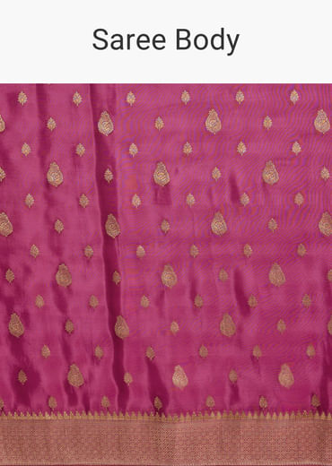 Wine Dola Silk Woven Saree With Golden Zari Embroidery