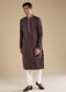 Wine Jacquard Self Work Mens Kurta and Pant Set