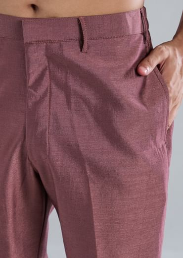 Wine Kurta Jacket Set With Thread Resham And Zari Work