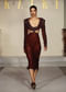 Wine Net Bridal Gown With Hand Embroidery