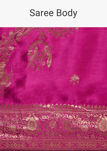 Wine Satin Saree With Zari Woven Work