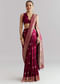 Wine Satin Silk Woven Saree With Heavy Zari Embroidery