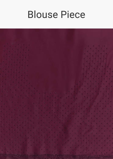 Wine Scallop Embellished Chinon Saree With Stones