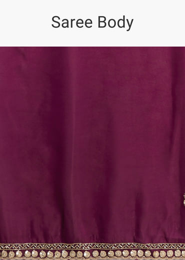 Wine Silk Saree With Stone And Sequin Embroidery