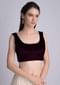Wine Sleeveless Blouse In Velvet With U Neckline