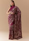 Wine Tissue Organza Embroidered Saree with Unstitched Blouse