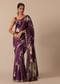 Wine Printed Tussar Silk Saree With Unstitched Blouse Piece
