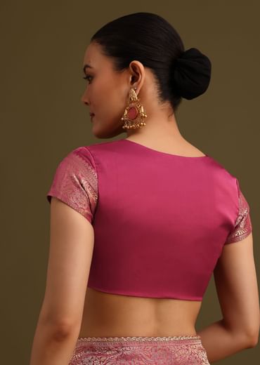 Wine Satin Brocade Zari Weave Saree