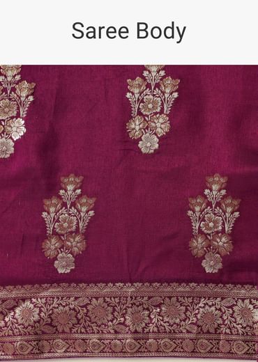 Wine Silk Saree with Butta Detail And Unstitched Blouse Piece