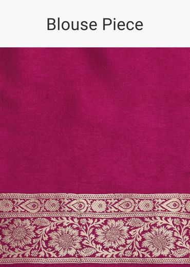 Wine Silk Saree with Butta Detail And Unstitched Blouse Piece