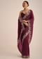 Wine Tissue Saree With Sequin And Cutdana Border And Unstitched Blouse