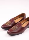 Wine Vegan Leather Jutti With Zardosi Work
