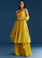 Yellow A Line Georgette Kurta Palazzo Suit