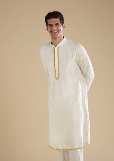 Yellow Banarasi Silk Jacket Kurta Set with Sequin Work