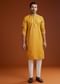 Yellow Banarasi Silk Kurta Pant Set